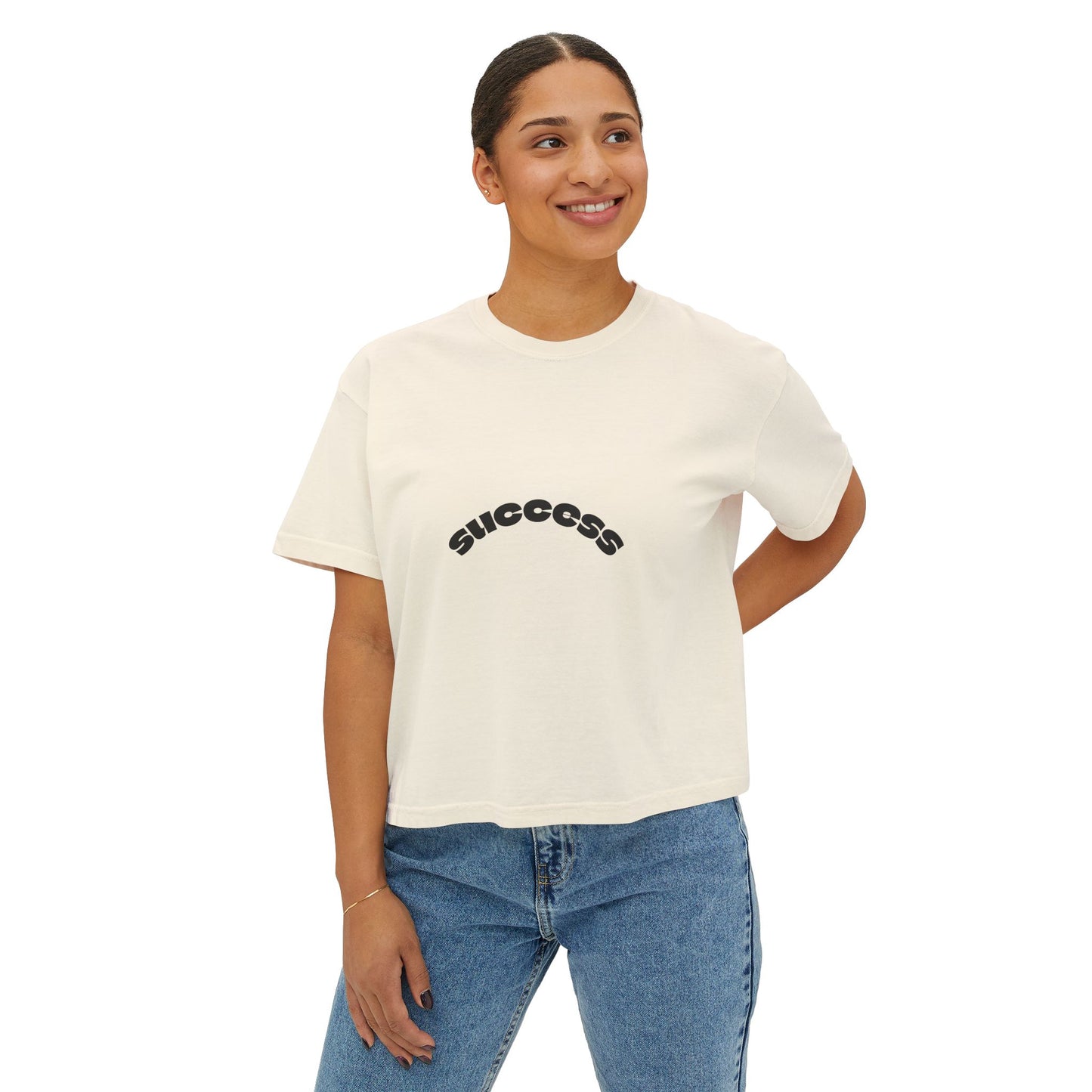 Success Women's Boxy Tee, Motivational Top, Casual Wear, Gift for Her, Positive Vibes, Everyday Tee