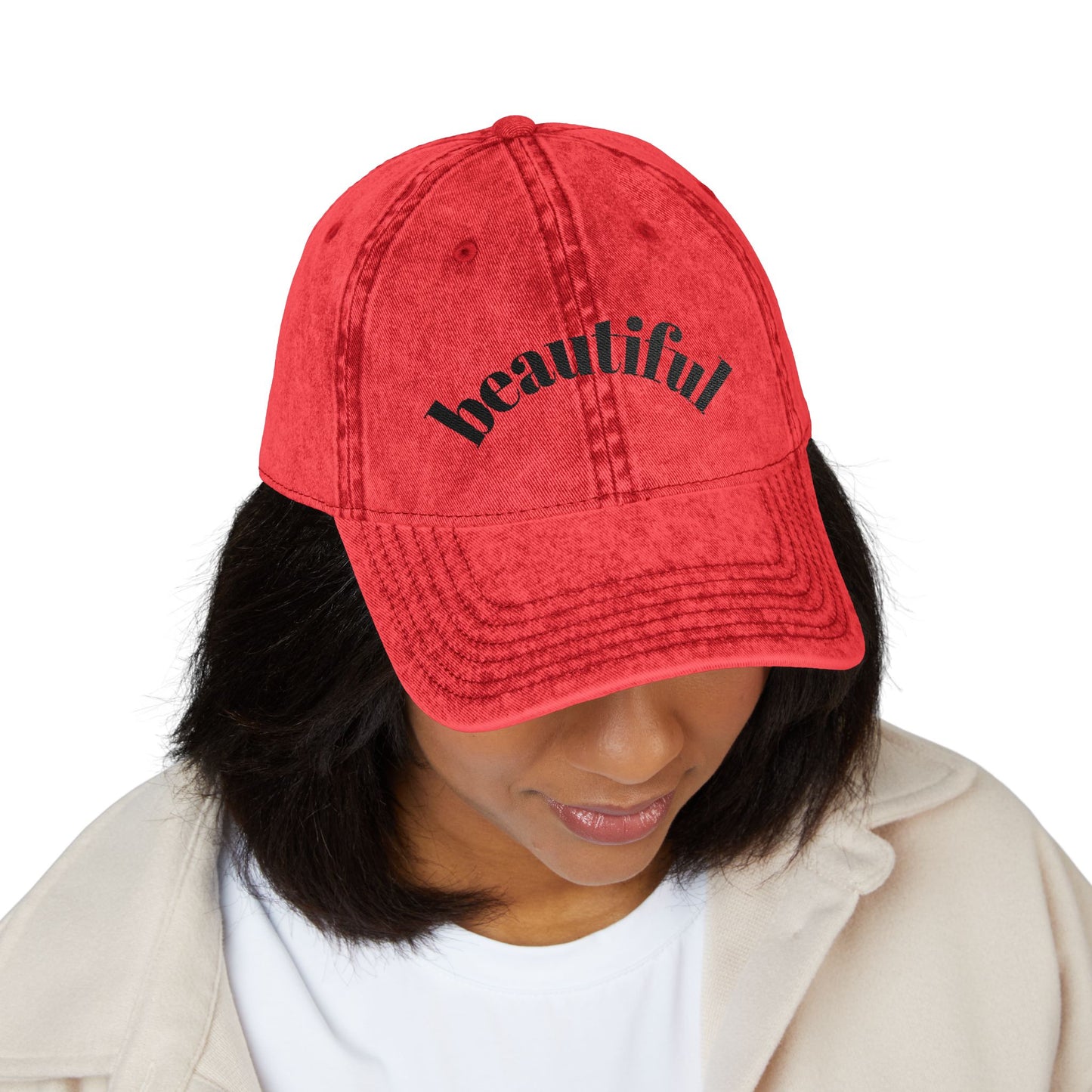 Vintage Embroidered Cap - Beautiful Red Hat, Casual Style, Fashion Accessory, Gift for Her, Trendy Headwear