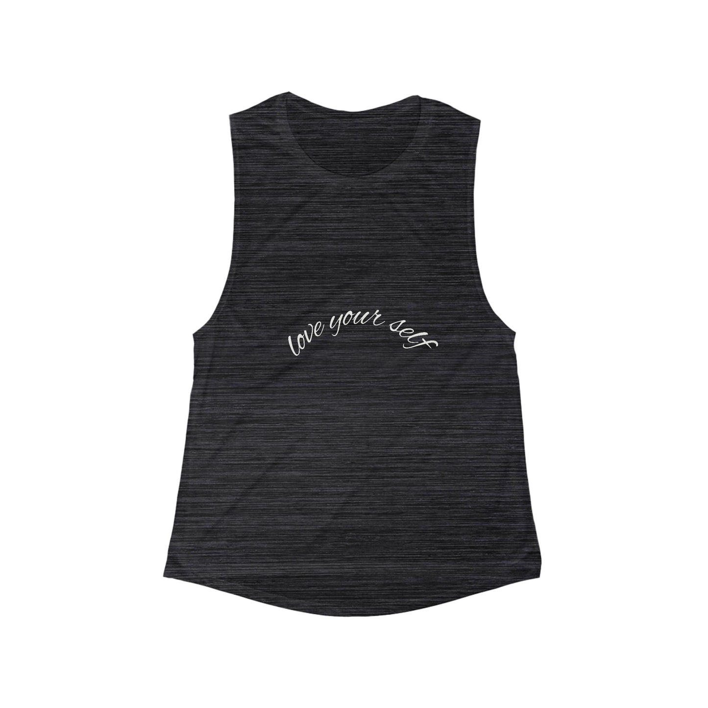Women's Flowy Scoop Muscle Tank - 'Love Yourself' Motivational Top, Workout Shirt, Casual Wear, Gift for Her, Self-Love Tees